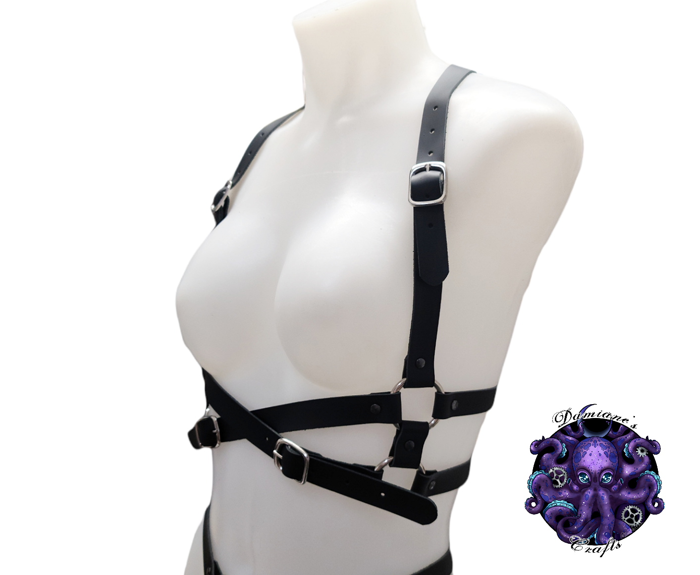 Real leather, Harness, Victoria, top, plus size, underbust, O-ring, steampunk, Medieval, Gothic, Vampire, punk, rock, metal, heavy metal, mode accessory, bdsm, black