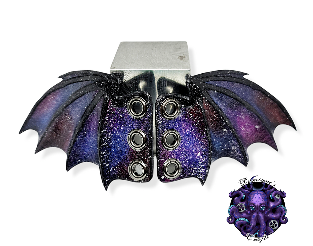Cuero auténtico, alas de murciélago, accesorio para botas, zapato, patín, gótico, Halloween, vampiro, nebulosa