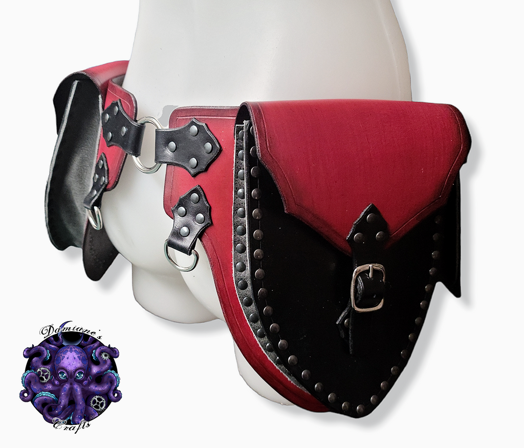 Cuir véritable, ceinture à poches, étui, étui, médiéval, pirate, costume, cosplay, GN, Halloween