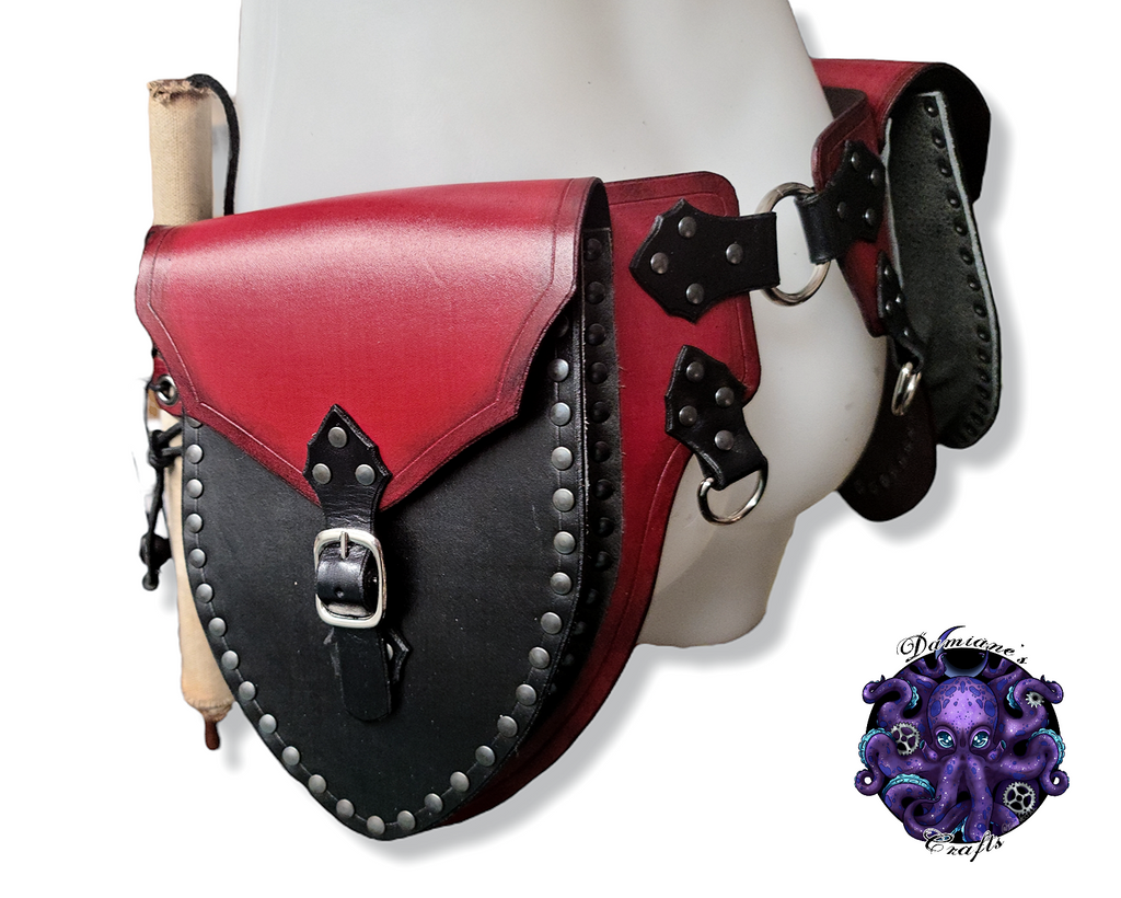 Cuir véritable, ceinture à poches, étui, étui, médiéval, pirate, costume, cosplay, GN, Halloween