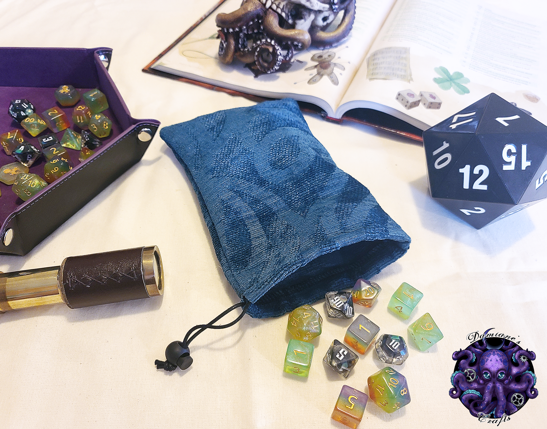 Fabric Pouch, Pocket, Medieval, purse, coin, dice, money, fabric, cord, dnd, dice, rpg, larp