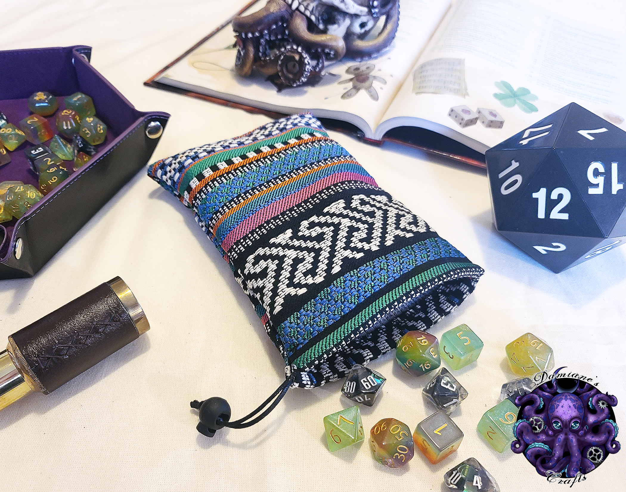 Fabric Pouch, Pocket, Medieval, purse, coin, dice, money, fabric, cord, dnd, dice, rpg, larp