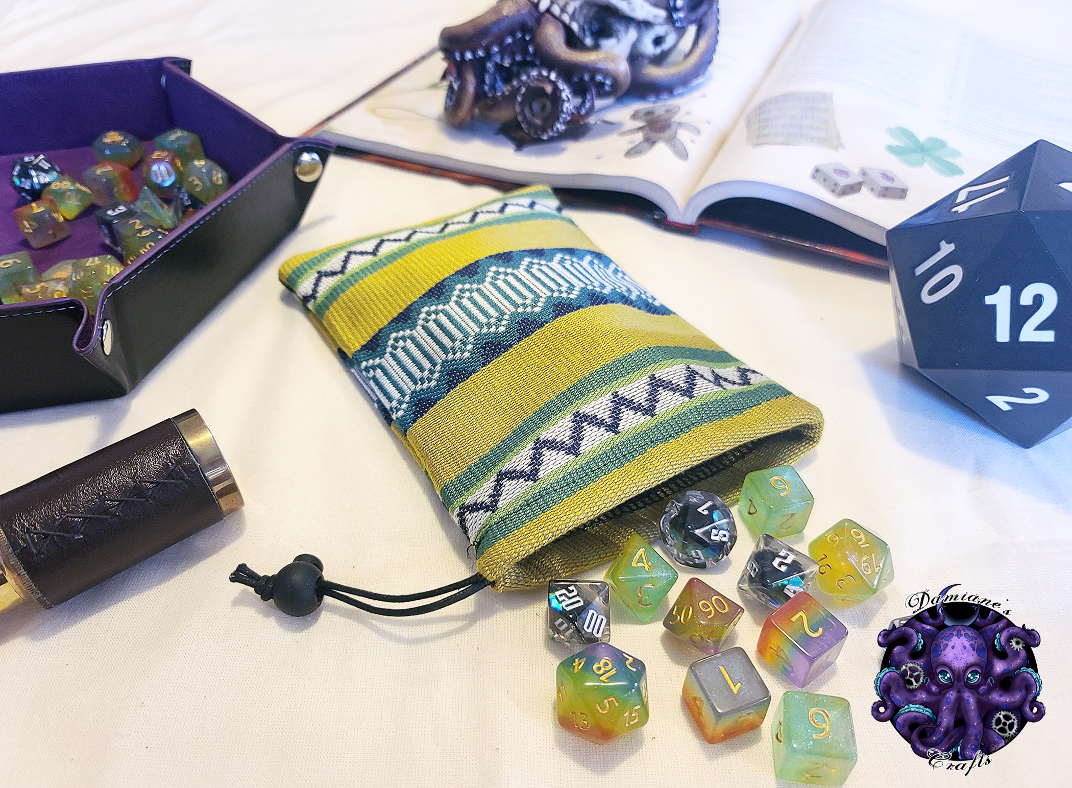 Fabric Pouch, Pocket, Medieval, purse, coin, dice, money, fabric, cord, dnd, dice, rpg, larp