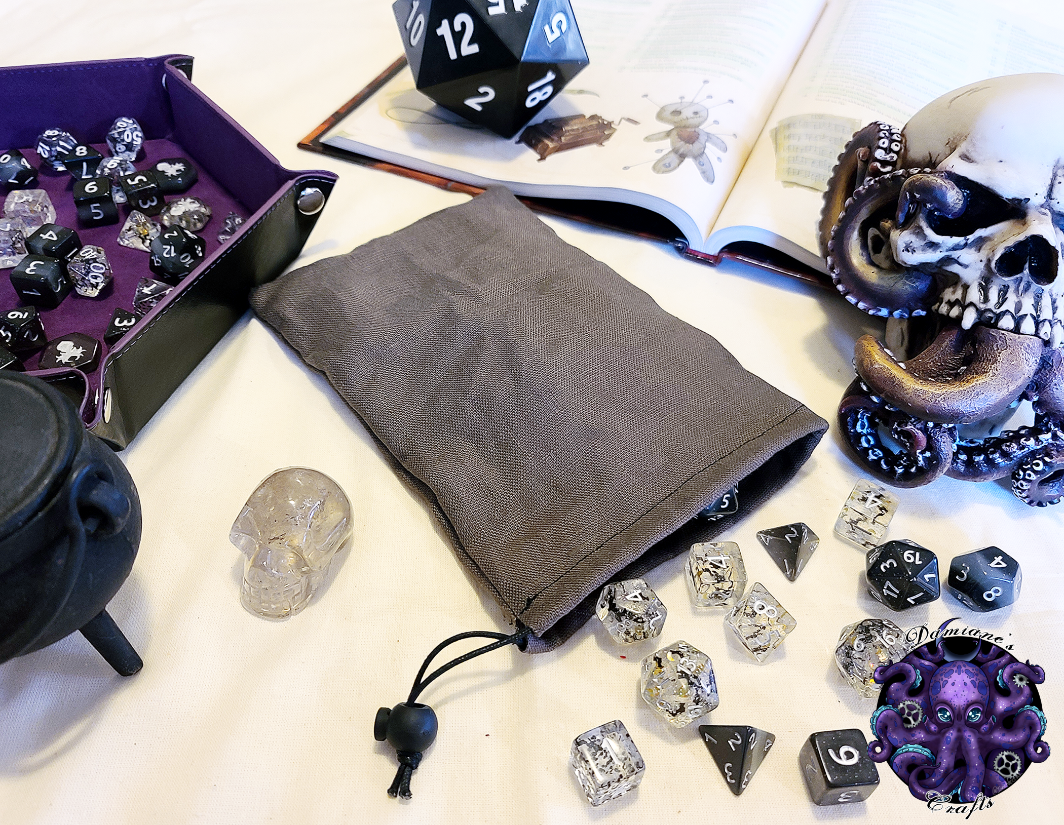 Fabric Pouch, Pocket, Medieval, purse, coin, dice, money, fabric, cord, dnd, dice, rpg, larp