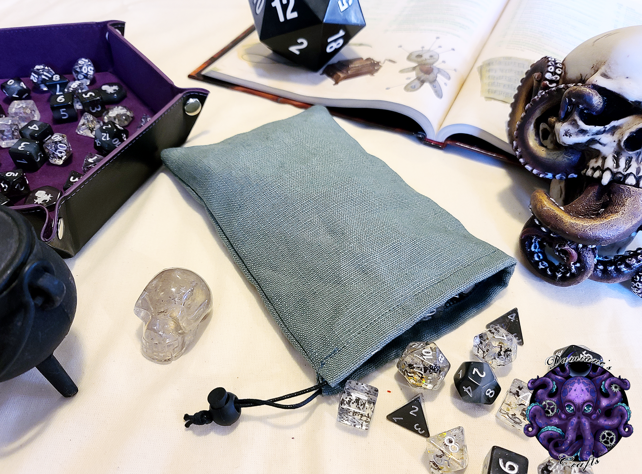 Fabric Pouch, Pocket, Medieval, purse, coin, dice, money, fabric, cord, dnd, dice, rpg, larp