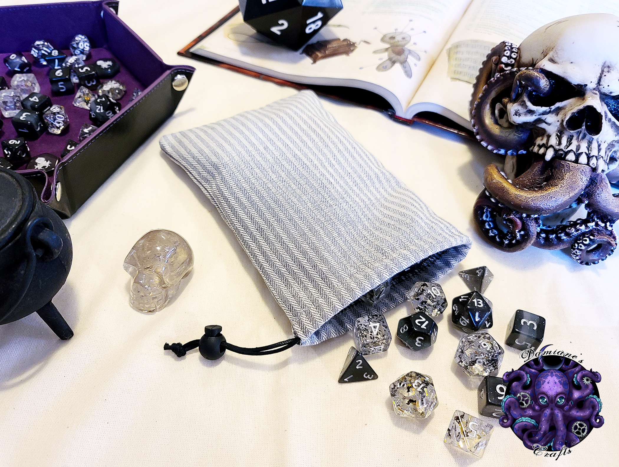 Fabric Pouch, Pocket, Medieval, purse, coin, dice, money, fabric, cord, dnd, dice, rpg, larp
