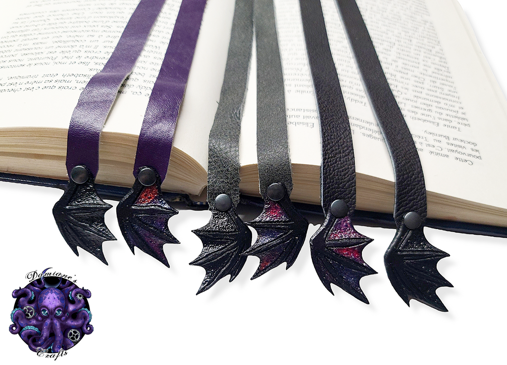 Real leather, Bookmark, Bat wing, vampire, gothic, witch, witchy