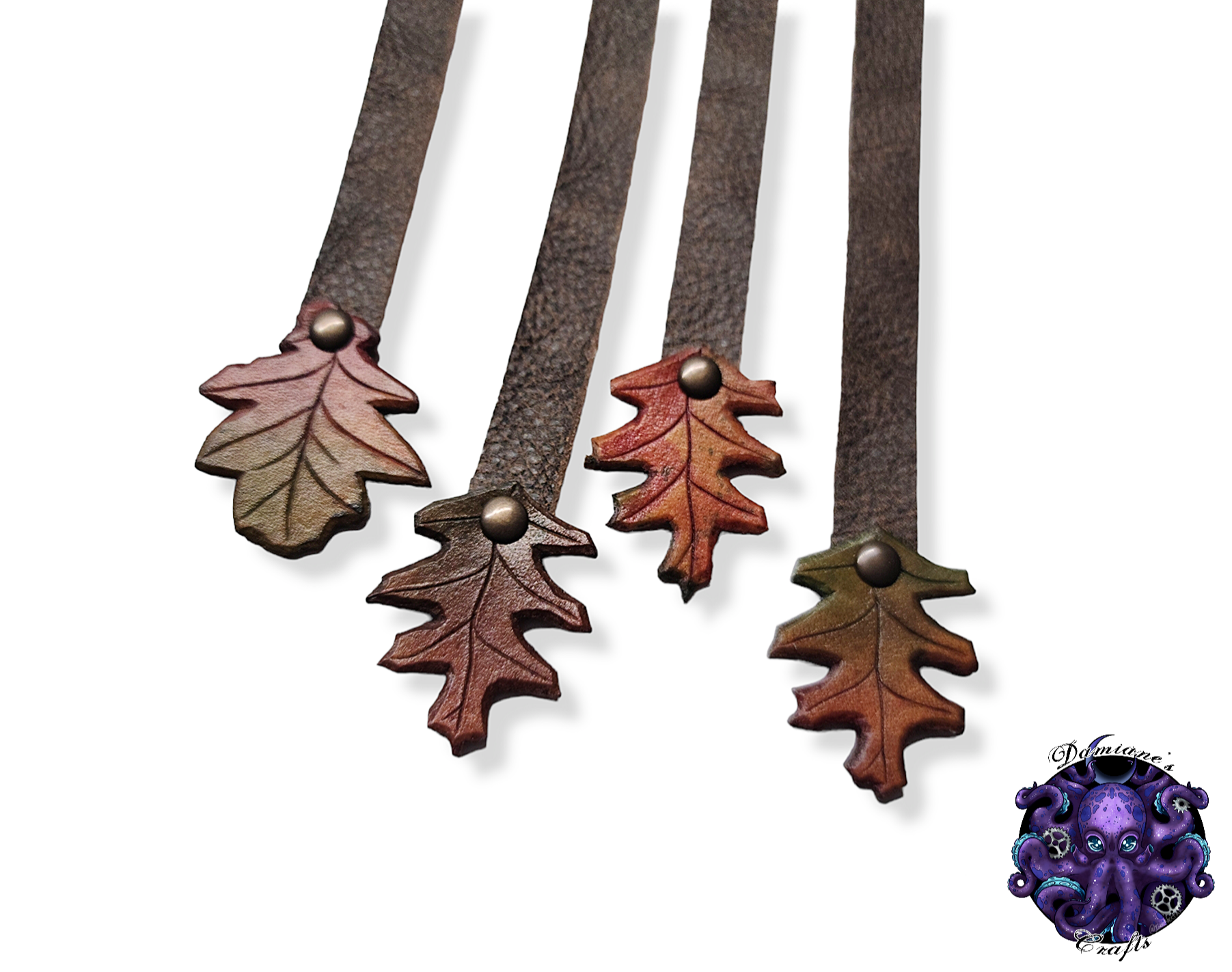 Real leather, Bookmark, Oak leaf, Fall, Autumn, nature, tree, elf, elvish, cottagecore, fairycore