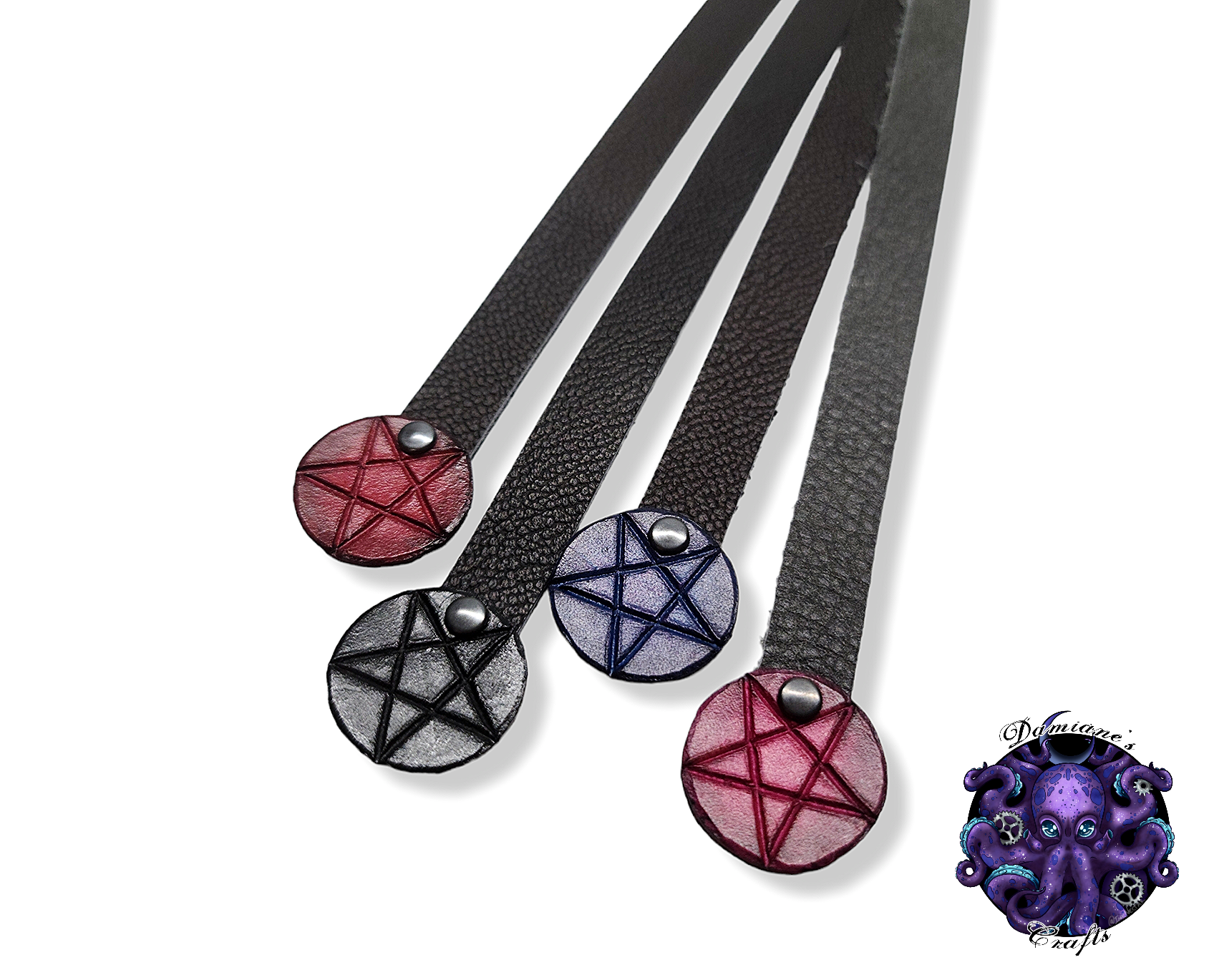 Real leather, Bookmark, Pentagram, Pentacle, gothic, witch, witchy, Halloween