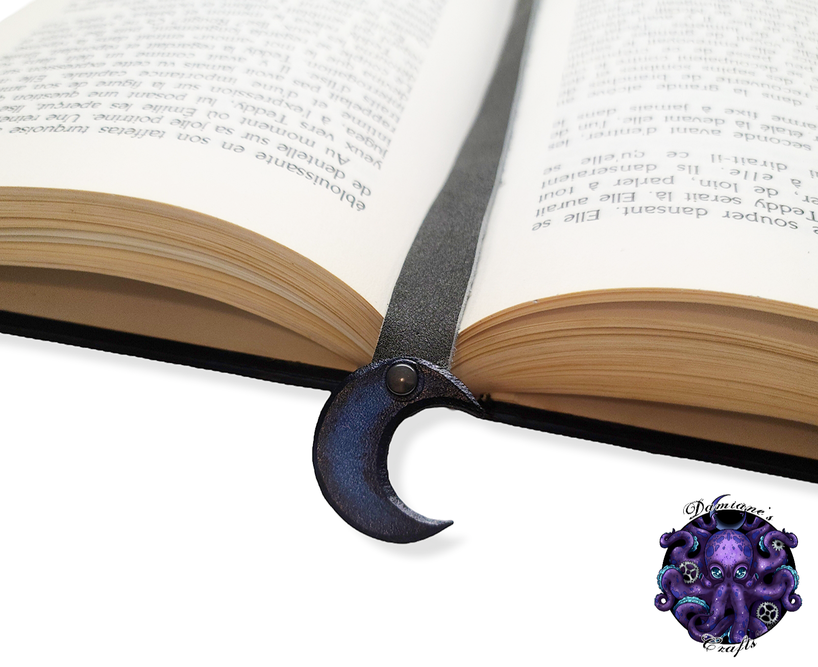 Real leather, Bookmark, Crescent moon, gothic, witch, witchy