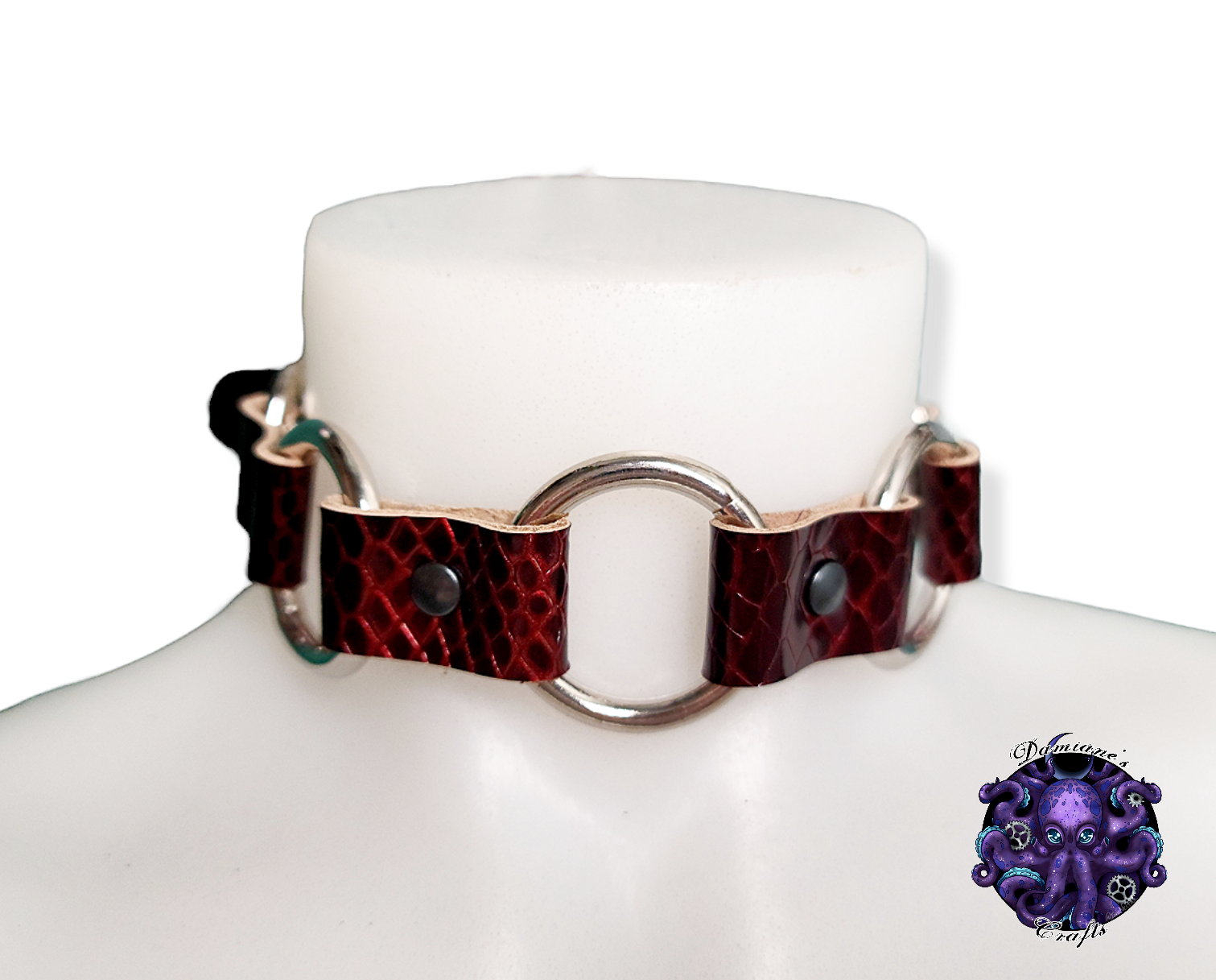 Real leather, Choker, Ring, steampunk, Medieval, Gothic, Vampire, punk, rock, metal, heavy metal, mode accessory, bdsm