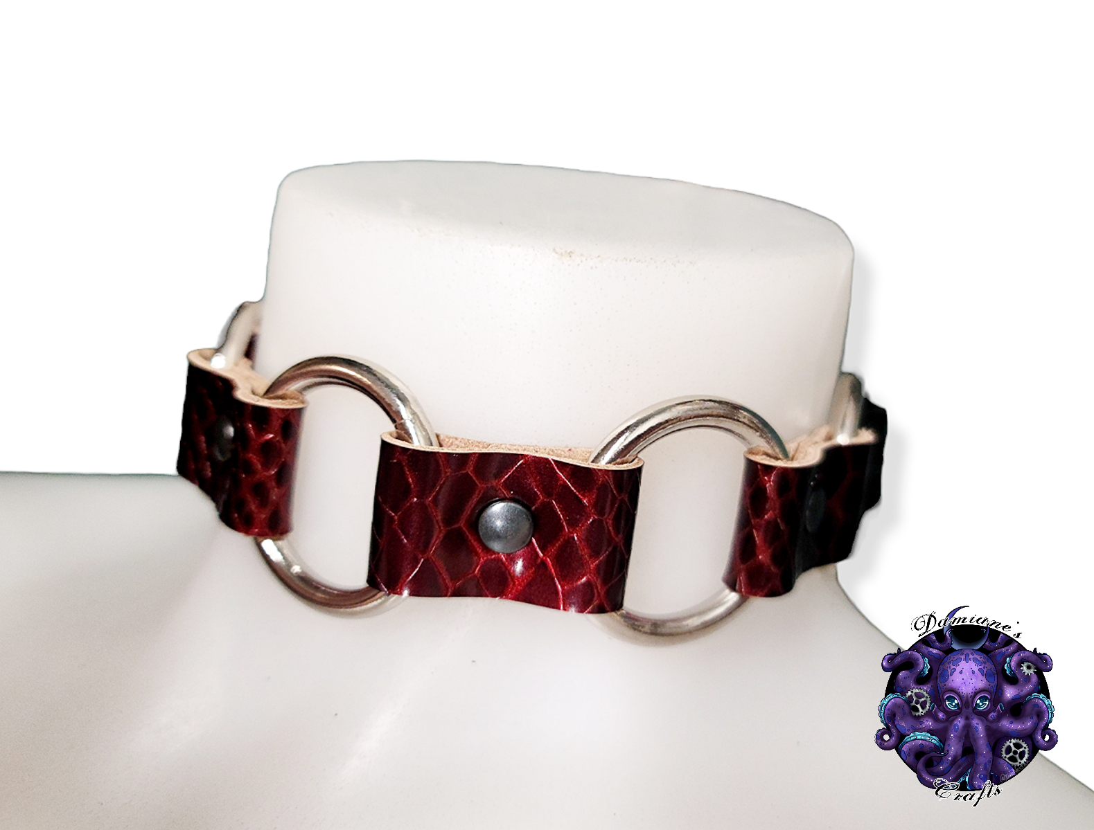 Real leather, Choker, Ring, steampunk, Medieval, Gothic, Vampire, punk, rock, metal, heavy metal, mode accessory, bdsm