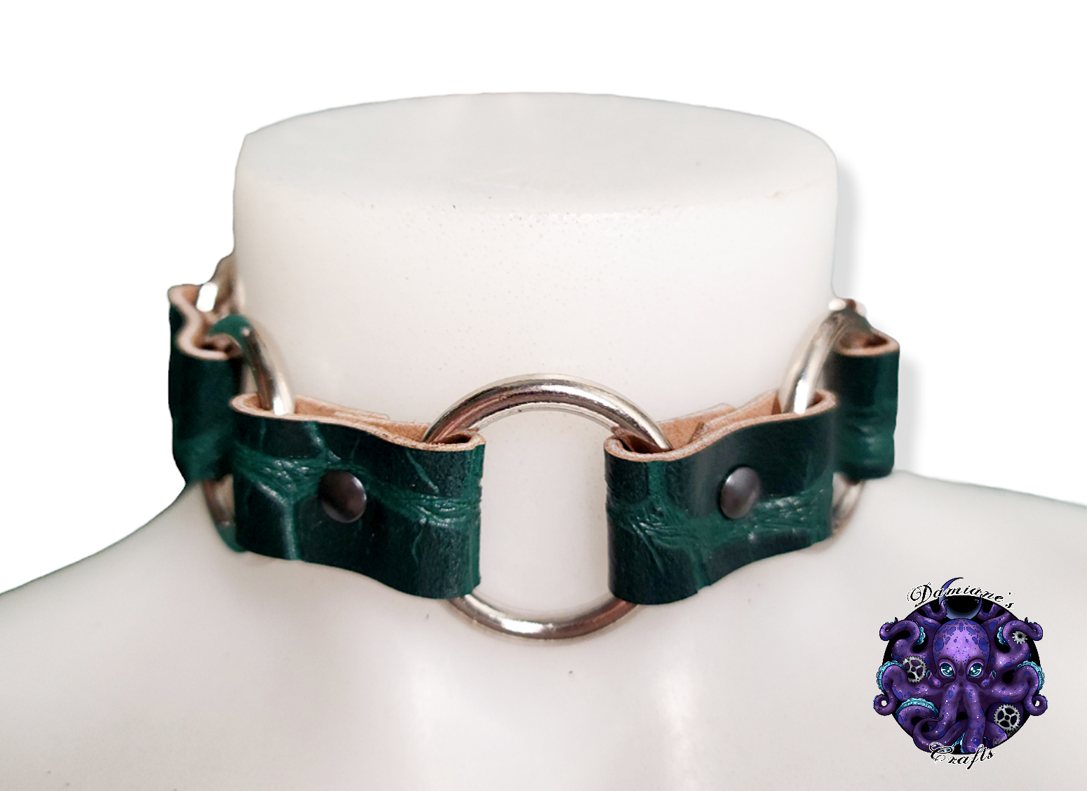 Real leather, Choker, Ring, steampunk, Medieval, Gothic, Vampire, punk, rock, metal, heavy metal, mode accessory, bdsm