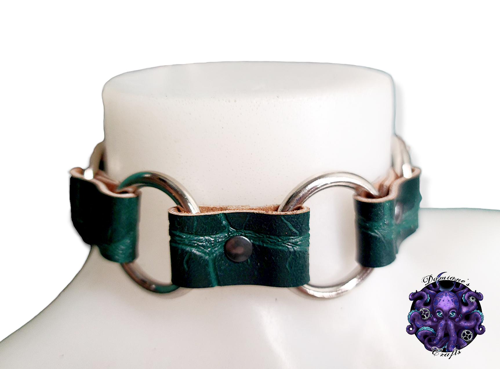 Real leather, Choker, Ring, steampunk, Medieval, Gothic, Vampire, punk, rock, metal, heavy metal, mode accessory, bdsm