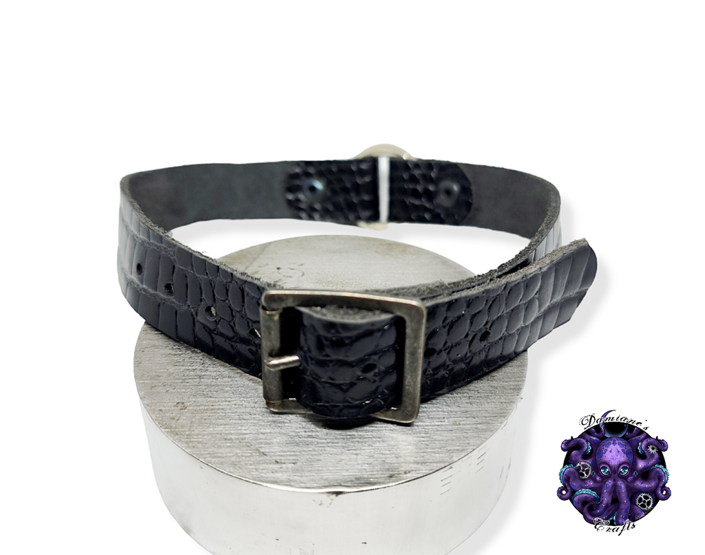 Real leather, Choker, ring, O-ring, steampunk, Medieval, Gothic, Vampire, punk, rock, metal, heavy metal, mode accessory, bdsm