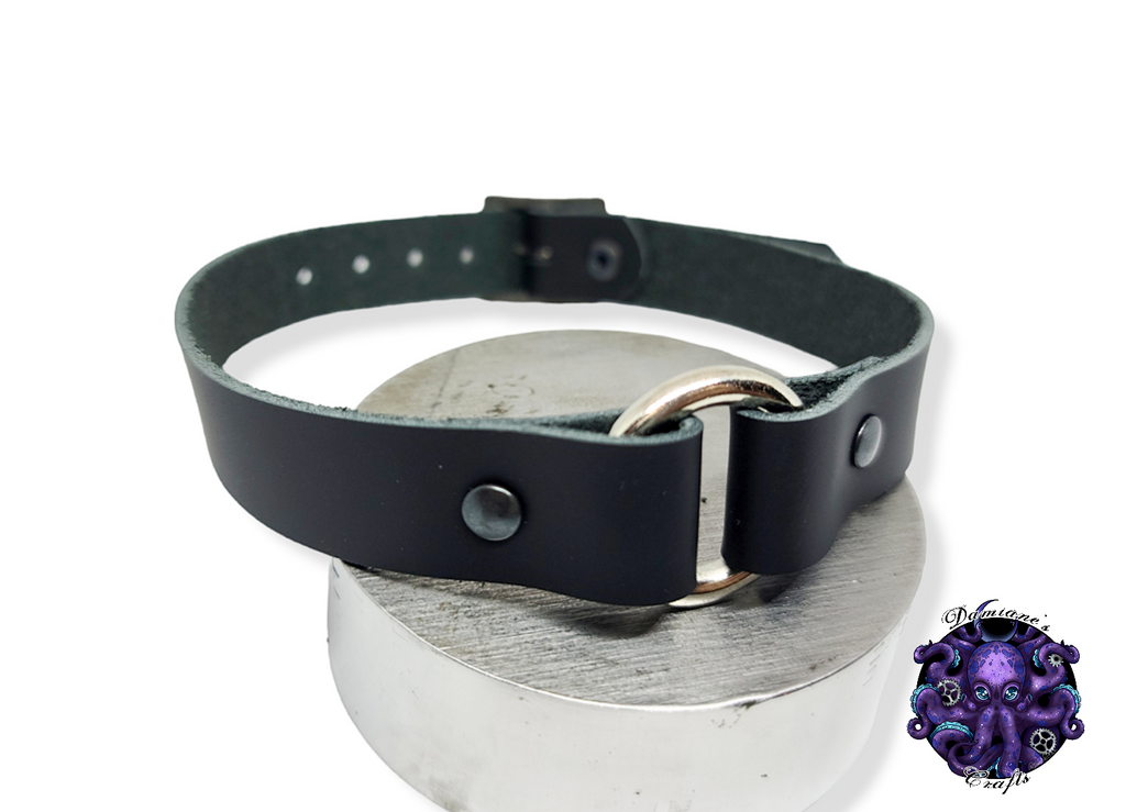 Real leather, Choker, ring, O-ring, steampunk, Medieval, Gothic, Vampire, punk, rock, metal, heavy metal, mode accessory, bdsm