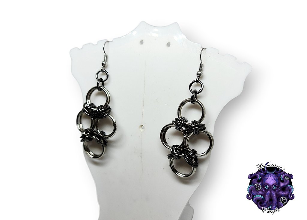Earrings, Metal, Chainmail, hook, Circles, boho, Gothic, Medieval, mode accessory