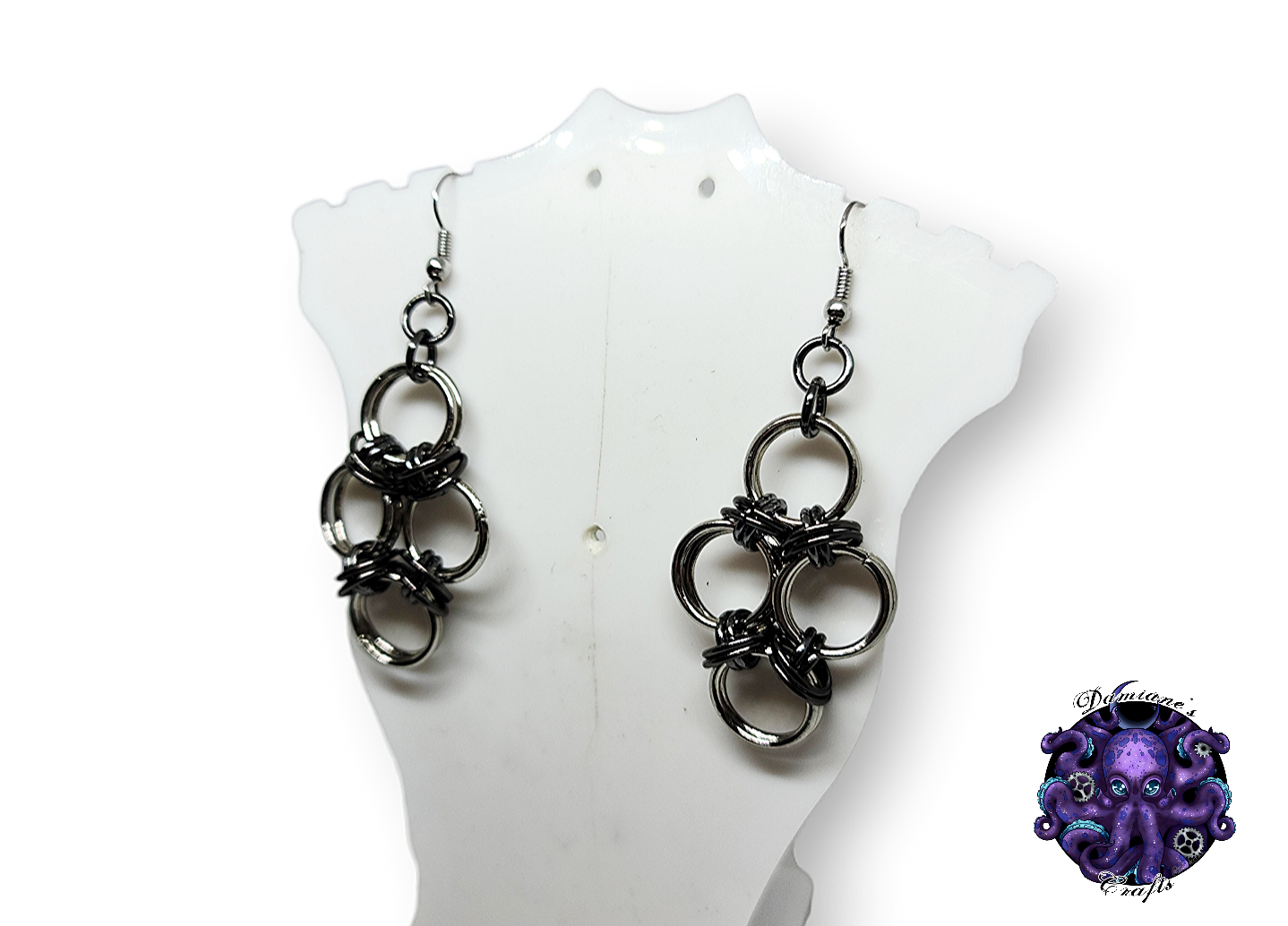 Earrings, Metal, Chainmail, hook, Circles, boho, Gothic, Medieval, mode accessory