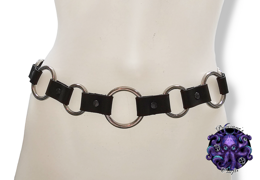 Cuero auténtico, cinturón, anillos, pirata, disfraz, cosplay, LARP, Halloween, negro, punk, gótico, metal, accesorio de moda
