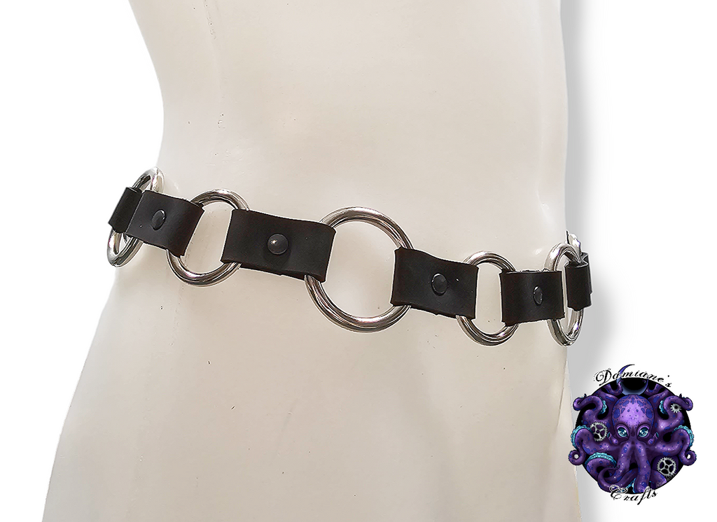 Cuero auténtico, cinturón, anillos, pirata, disfraz, cosplay, LARP, Halloween, negro, punk, gótico, metal, accesorio de moda