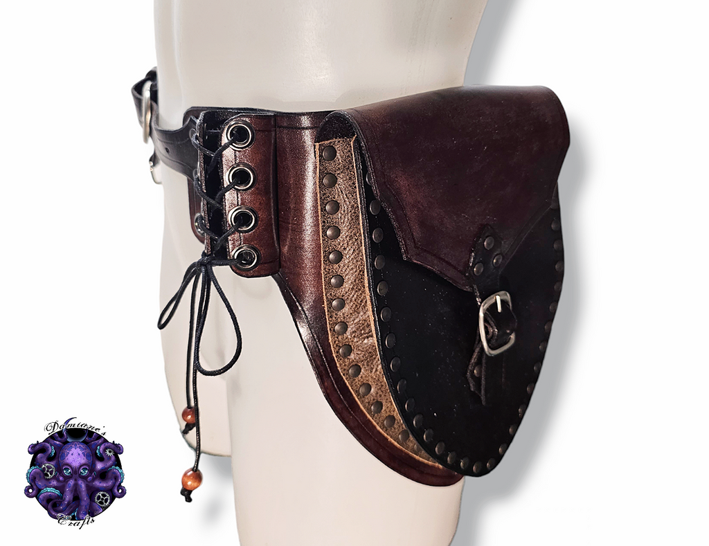 Real leather, Pockets Belt, Pouchs, holster, Medieval, pirate, costume, cosplay, LARP, halloween