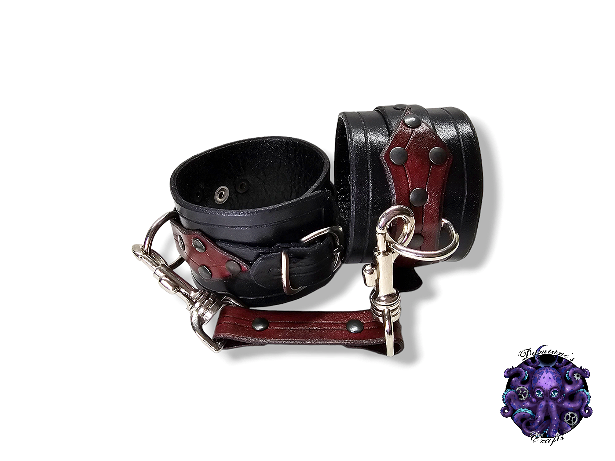 Menottes en cuir véritable, menottes de poignet, menottes à double point, style médiéval, gothique, punk, rock, métal, heavy metal, accessoire de mode, BDSM, poignet, entrave