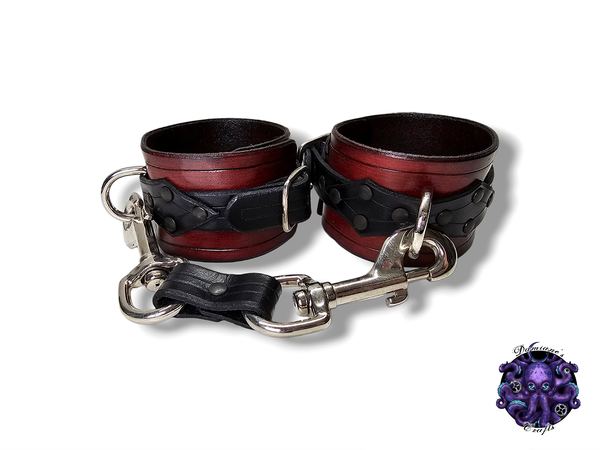 Real leather, Handcuff, Wristcuff, Cuff, double point, Medieval, gothic, punk, rock, metal, heavy metal, mode accessory, bdsm, wrist, restrains