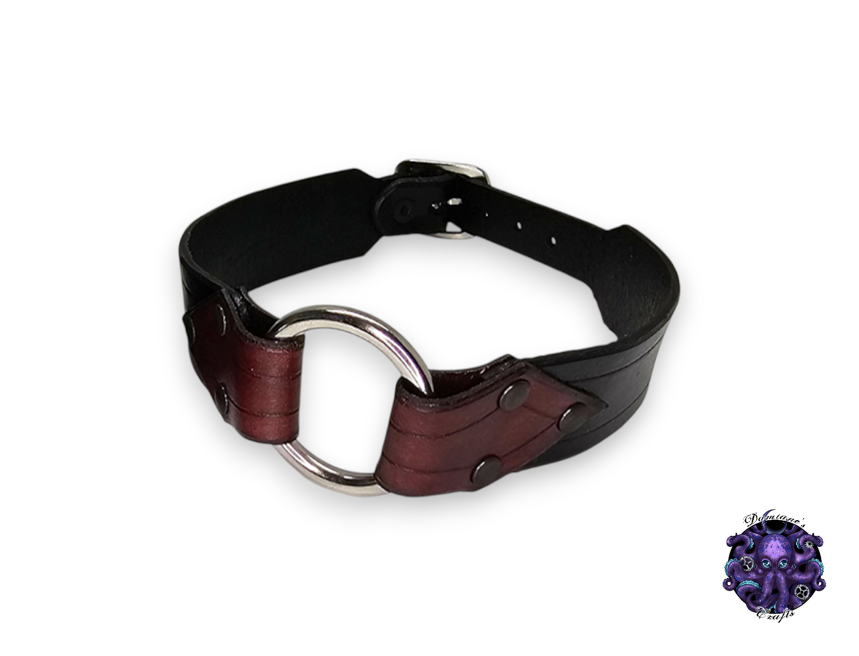 SALE, Grade B, Real leather, Choker, ring, O-ring, double point, steampunk, Medieval, Gothic, Vampire, punk, rock, metal, heavy metal, mode accessory, bdsm