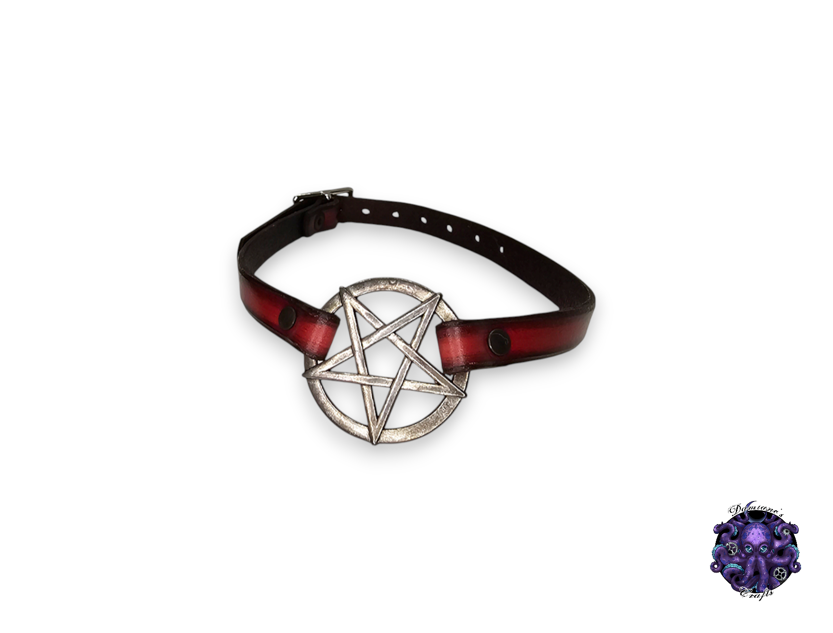 Real leather, Choker, very thin, Pentagram, Pentacle, ring, steampunk, Medieval, Gothic, Vampire, punk, rock, metal, heavy metal, mode accessory, bdsm