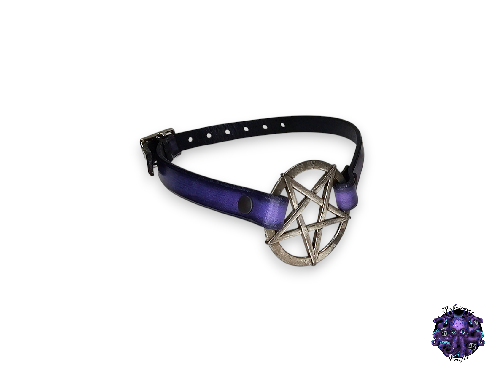 Real leather, Choker, very thin, Pentagram, Pentacle, ring, steampunk, Medieval, Gothic, Vampire, punk, rock, metal, heavy metal, mode accessory, bdsm