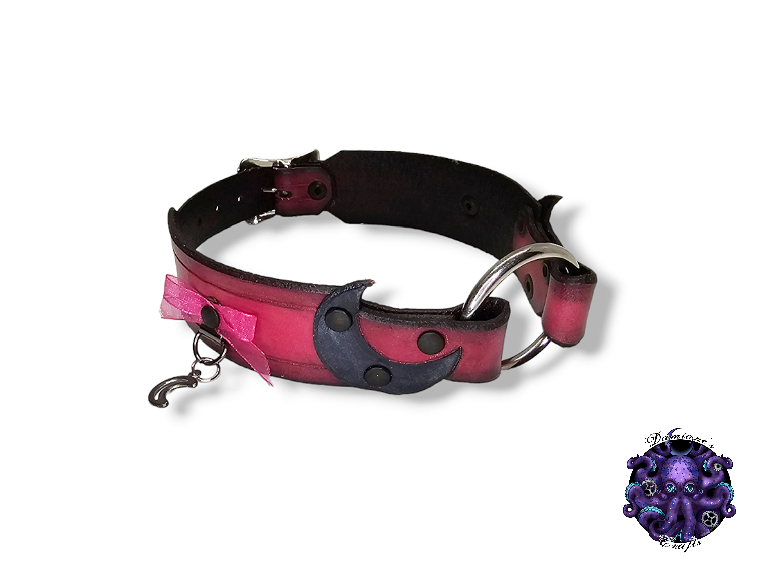SALE, Real leather, Choker, Grade B, Crescent moon, witchy, witch, steampunk, Medieval, Gothic, Vampire, punk, rock, metal, heavy metal, mode accessory, bdsm