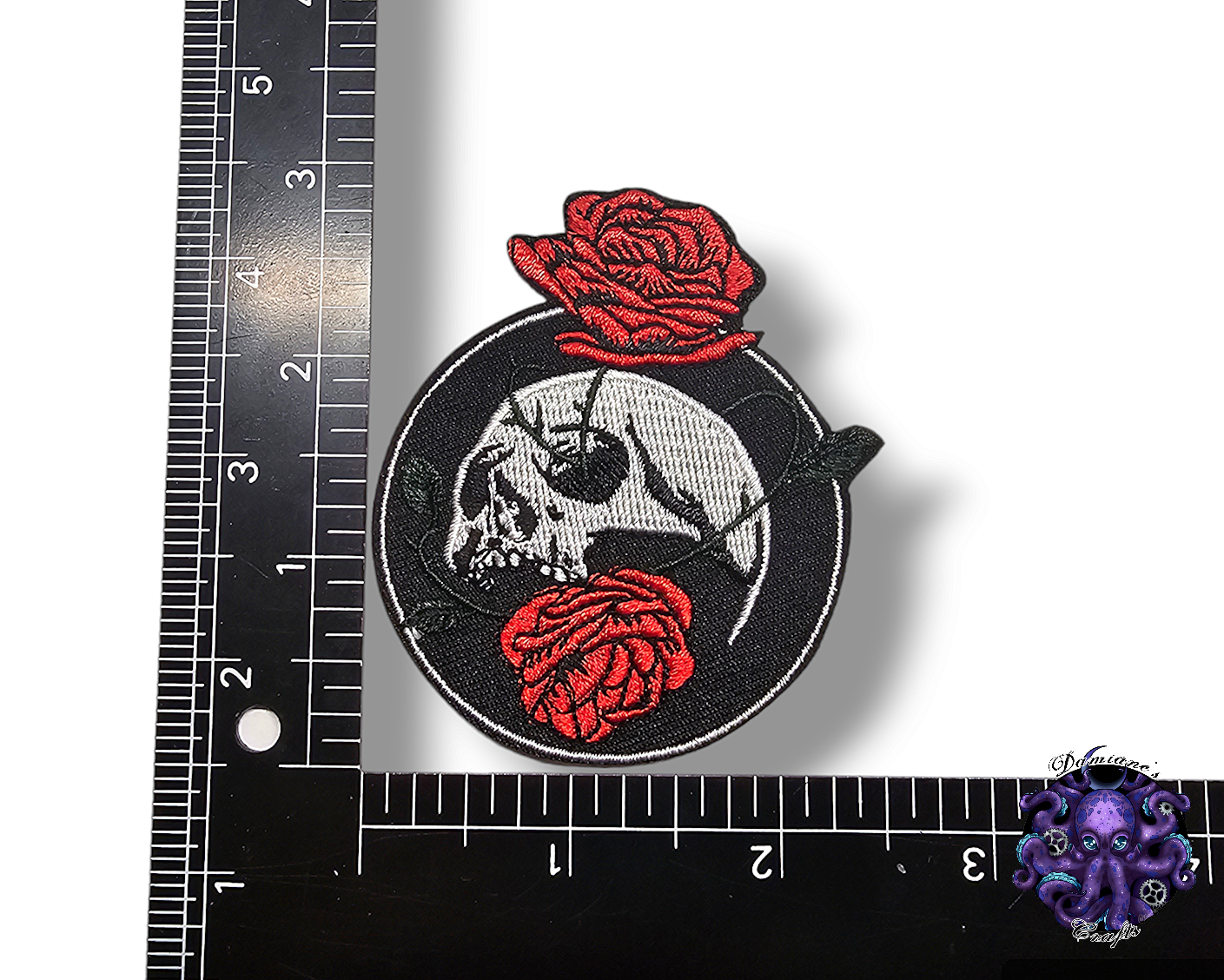 Embroided Patch, Iron on, Glue, Craft supply, Embroidery, Fabric, Gothic, Halloween, spooky, Skull, heart, rose, diy, tentacle, ying yang, card