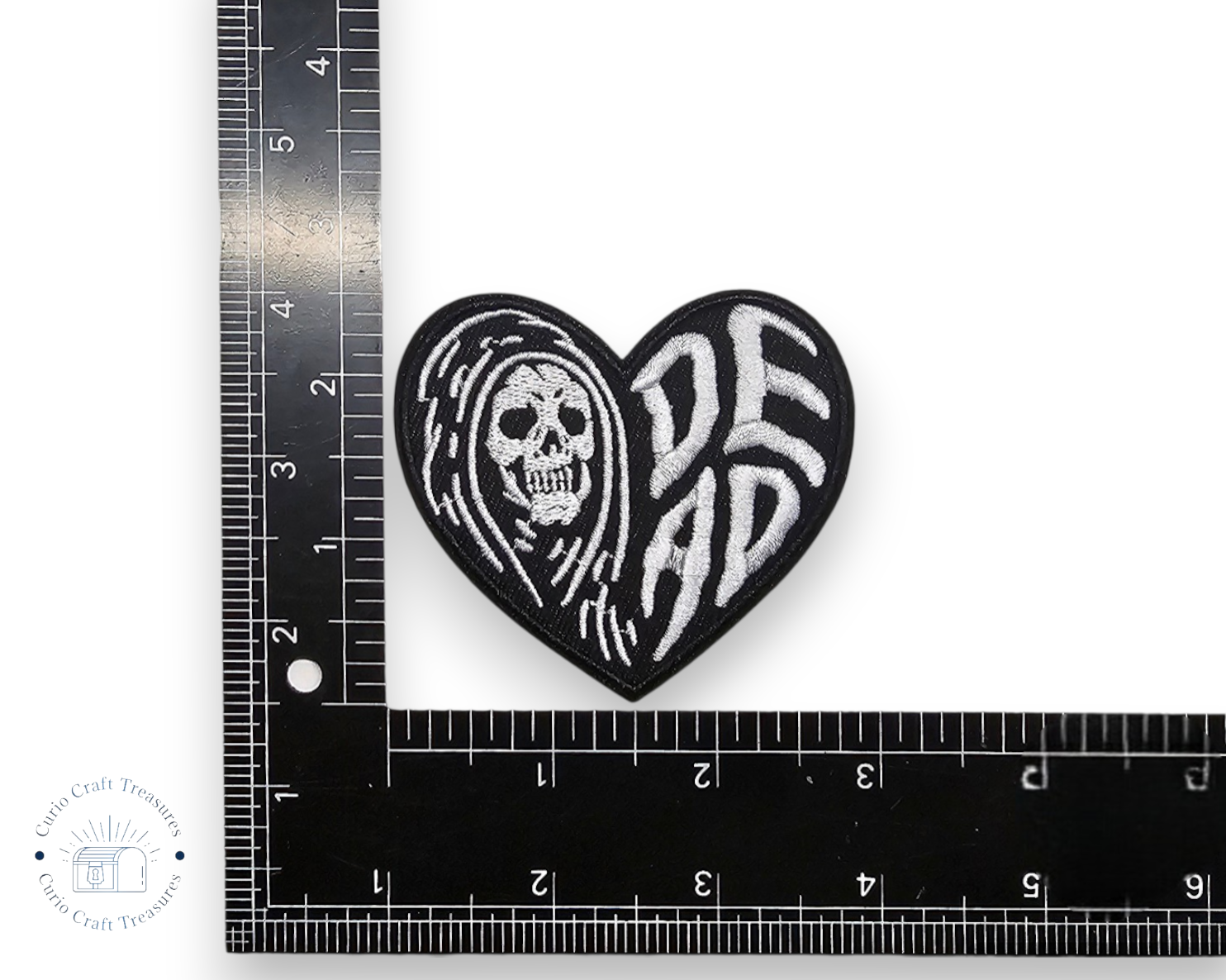 Embroided Patch, Iron on, Glue, Craft supply, Embroidery, Fabric, Heart, Black, Live laugh love, dead, checker, broken