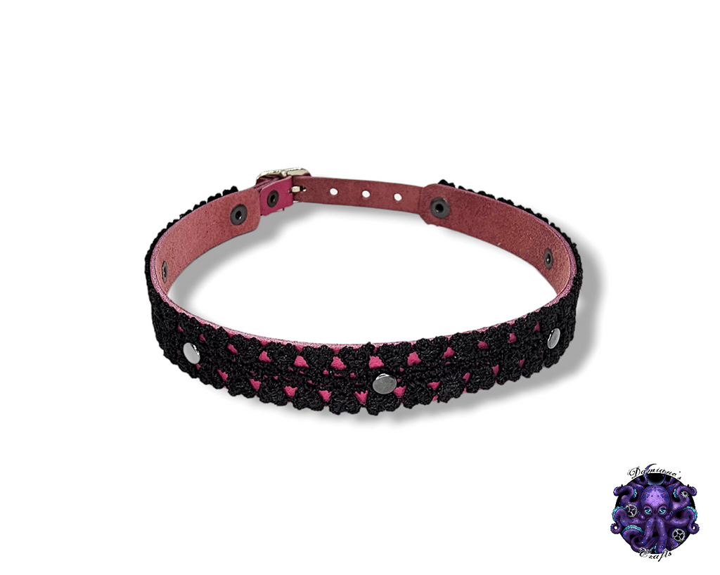 Real leather, Choker, Lace, Guipure, steampunk, Medieval, Gothic, Vampire, punk, rock, metal, heavy metal, mode accessory, bdsm