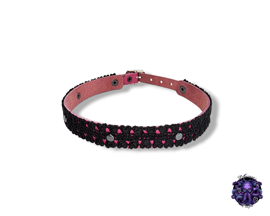 Real leather, Choker, Lace, Guipure, steampunk, Medieval, Gothic, Vampire, punk, rock, metal, heavy metal, mode accessory, bdsm