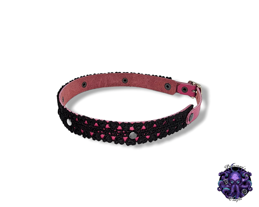 Real leather, Choker, Lace, Guipure, steampunk, Medieval, Gothic, Vampire, punk, rock, metal, heavy metal, mode accessory, bdsm