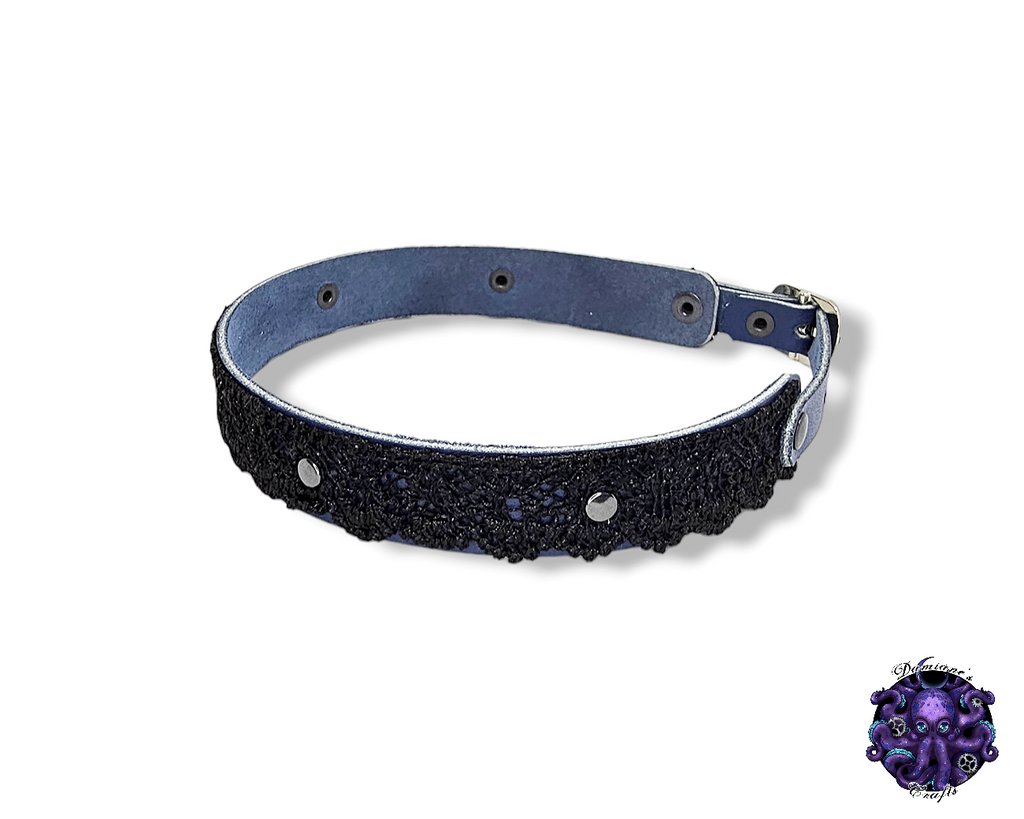 Real leather, Choker, Lace, Guipure, steampunk, Medieval, Gothic, Vampire, punk, rock, metal, heavy metal, mode accessory, bdsm