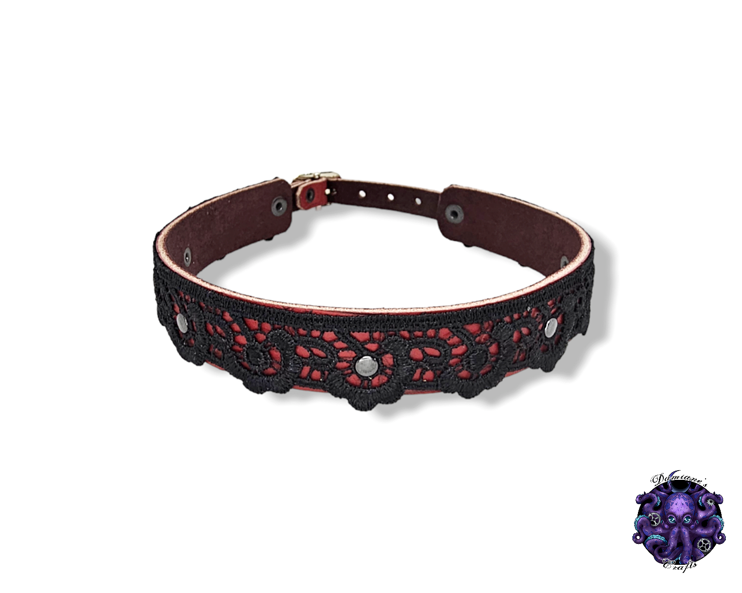 Real leather, Choker, Lace, Guipure, steampunk, Medieval, Gothic, Vampire, punk, rock, metal, heavy metal, mode accessory, bdsm