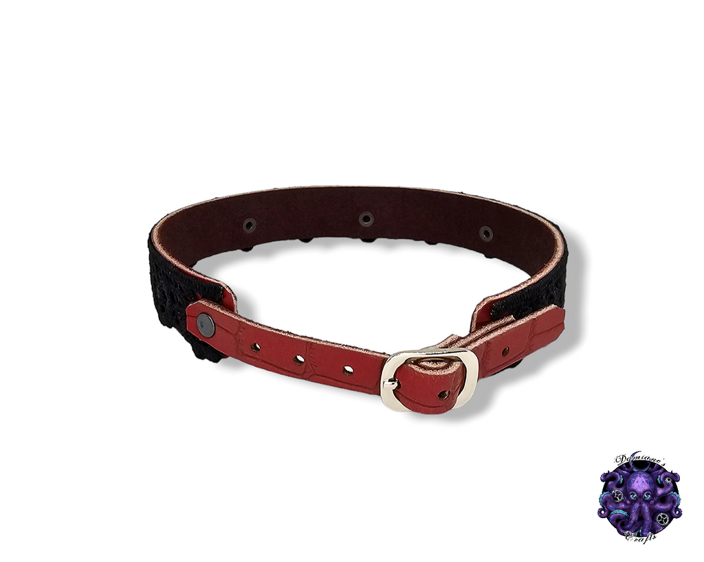 Cuero auténtico, Gargantilla, Encaje, Guipur, Steampunk, Medieval, Gótico, Vampiro, Punk, Rock, Metal, Heavy Metal, Accesorio de moda, BDSM