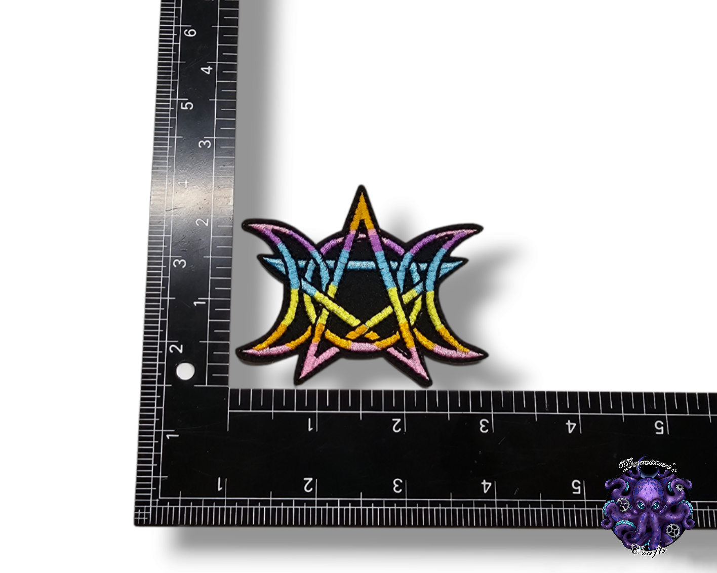 Embroided Patch, Iron on, Glue, Craft supply, Embroidery, Fabric, pentagram, pentacle, satan, cat, elements, seasons, moon, goddess, wicca, celtic, multicolor