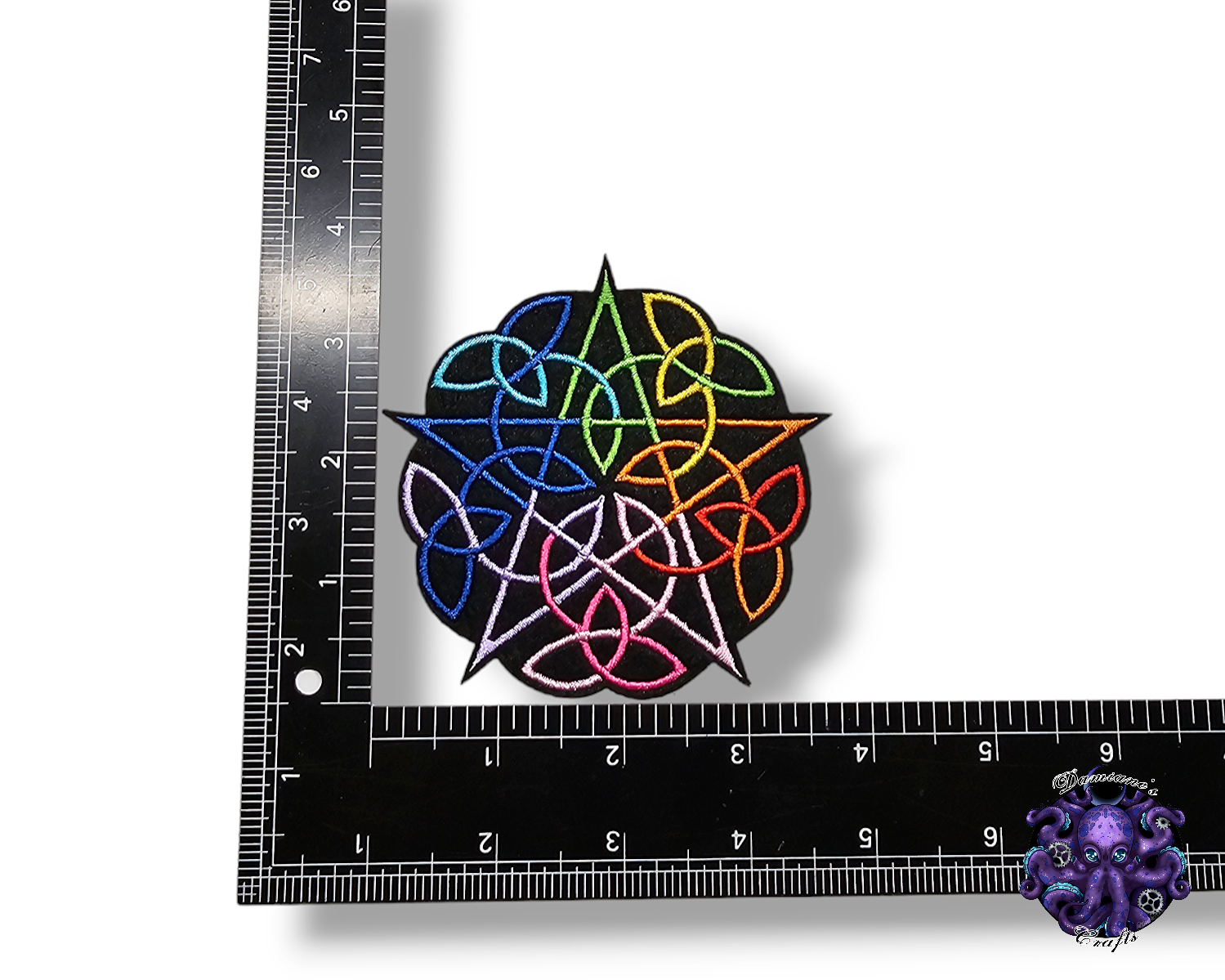Embroided Patch, Iron on, Glue, Craft supply, Embroidery, Fabric, pentagram, pentacle, satan, cat, elements, seasons, moon, goddess, wicca, celtic, multicolor