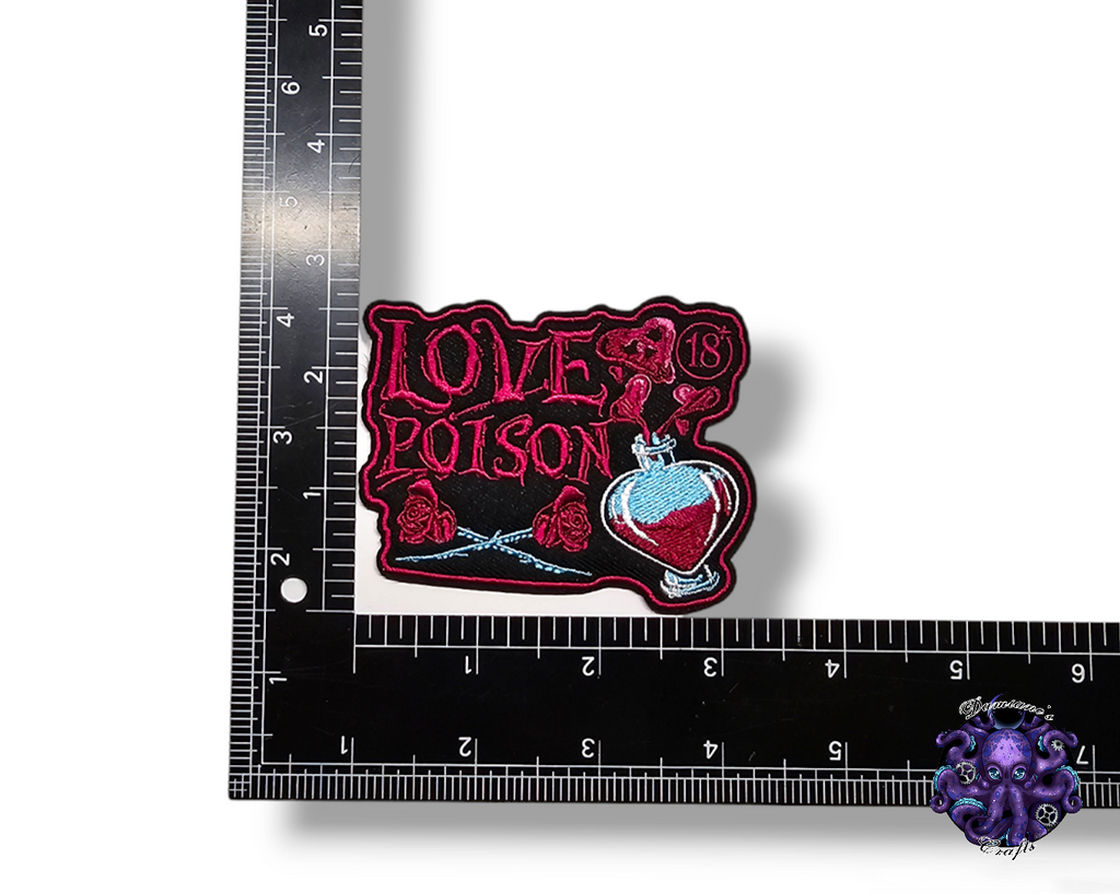 Embroided Patch, Iron on, Glue, Craft supply, Embroidery, Fabric, Potion, Poison, Death, Skull, Frog