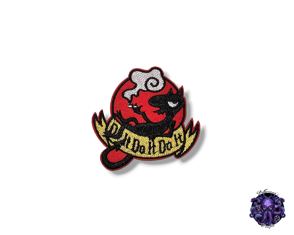 Parche bordado, termoadhesivo, pegamento, material para manualidades, bordado, diablo, demonio, fuego