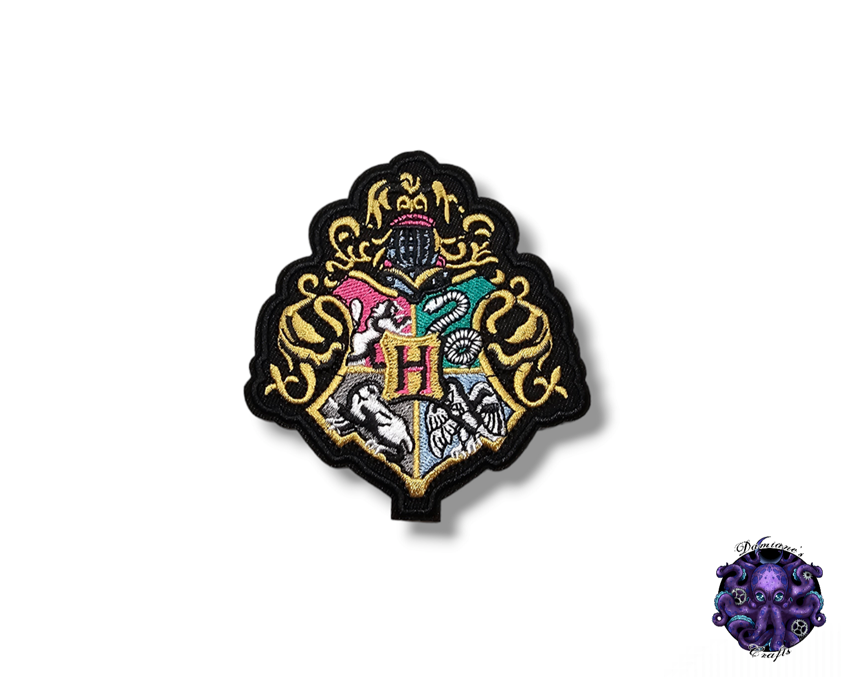 Embroided Patch, Iron on, Glue, Craft supply, Embroidery, Magic, School, House, Witch, Wizard, Scarf, lion, snake, eagle, badger, gothic