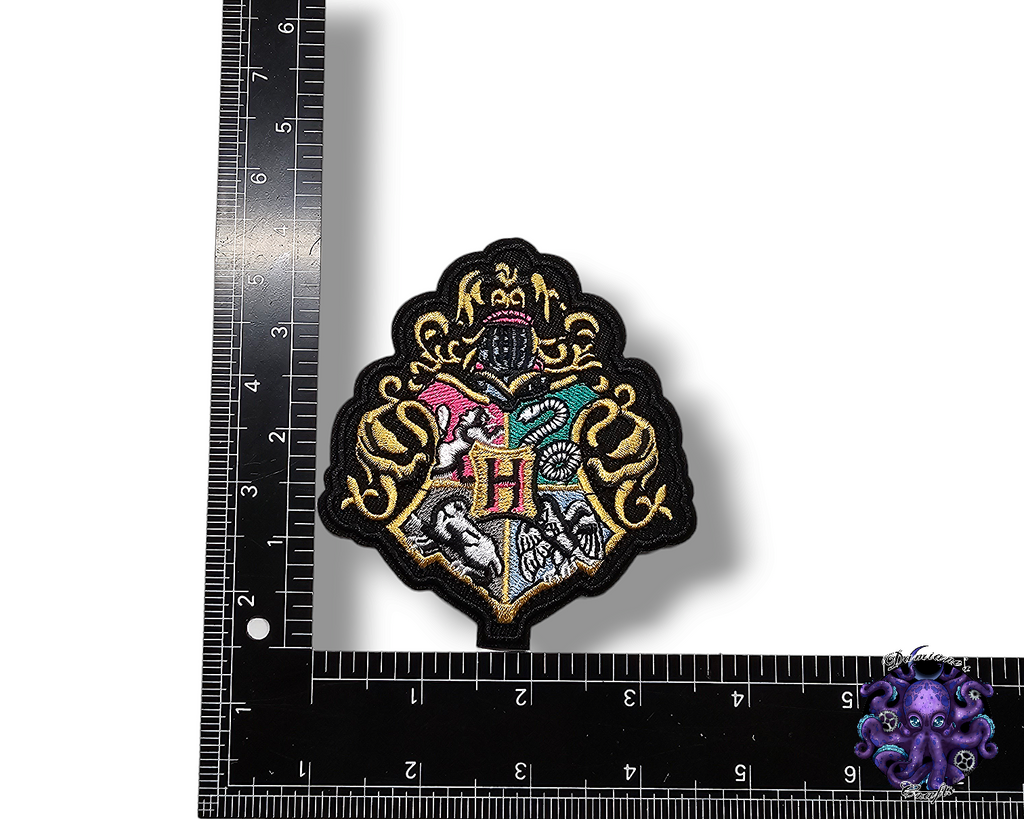 Embroided Patch, Iron on, Glue, Craft supply, Embroidery, Magic, School, House, Witch, Wizard, Scarf, lion, snake, eagle, badger, gothic