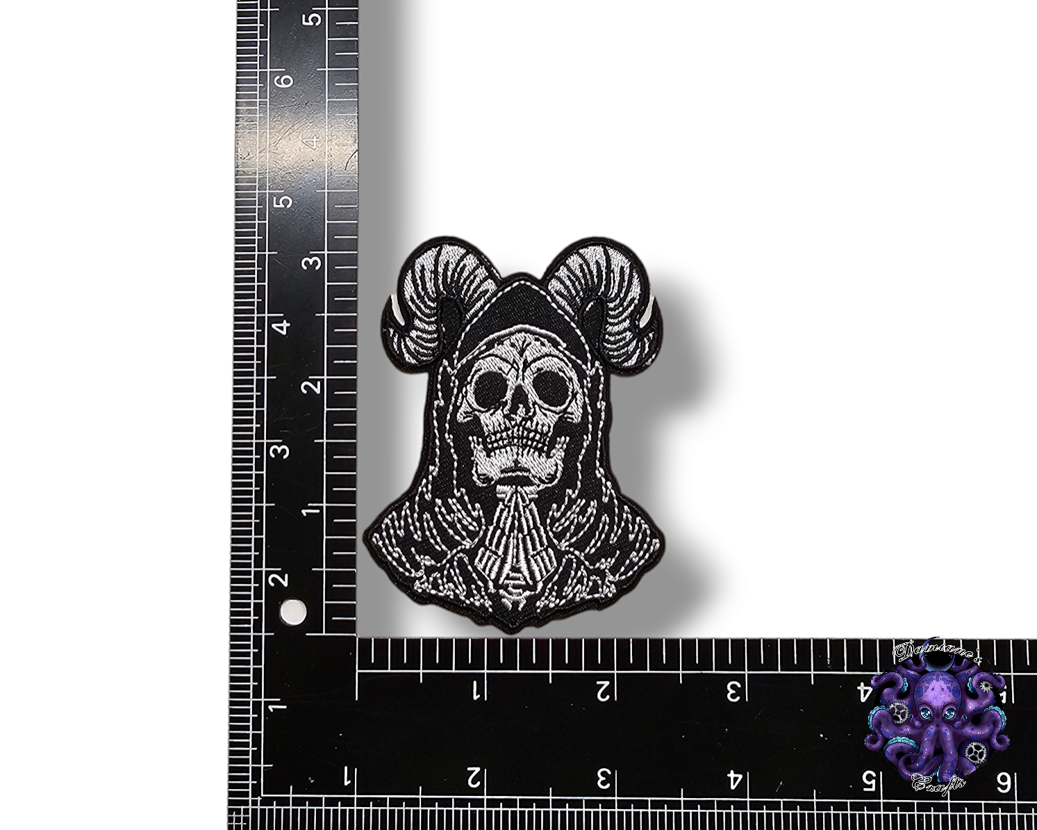 Embroided Patch, Iron on, Glue, Craft supply, Embroidery, Fabric, Gothic, Halloween, spooky, skeleton, Death, Reaper