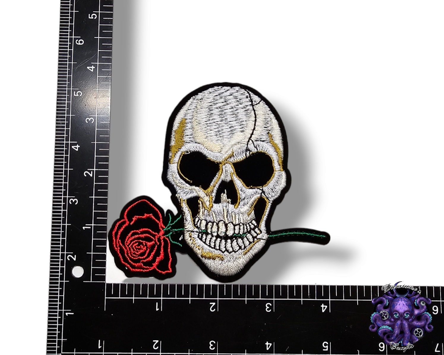 Embroided Patch, Iron on, Glue, Craft supply, Embroidery, Fabric, Gothic, Halloween, spooky, skeleton, Skull, Pirate, Bandana, knife, bone, Rose
