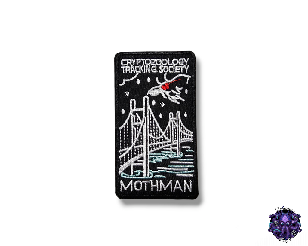 Embroided Patch, Iron on, Glue, Craft supply, Embroidery, Mothman, Loch ness, Chupacabra, Sasquatch, jackalope, flatwood, Jersey devil,monster, cryptid, legends