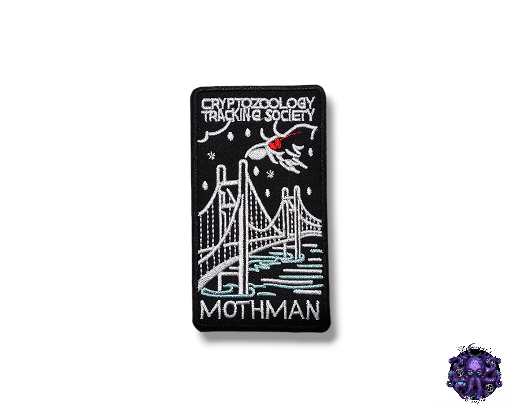 Embroided Patch, Iron on, Glue, Craft supply, Embroidery, Mothman, Loch ness, Chupacabra, Sasquatch, jackalope, flatwood, Jersey devil,monster, cryptid, legends