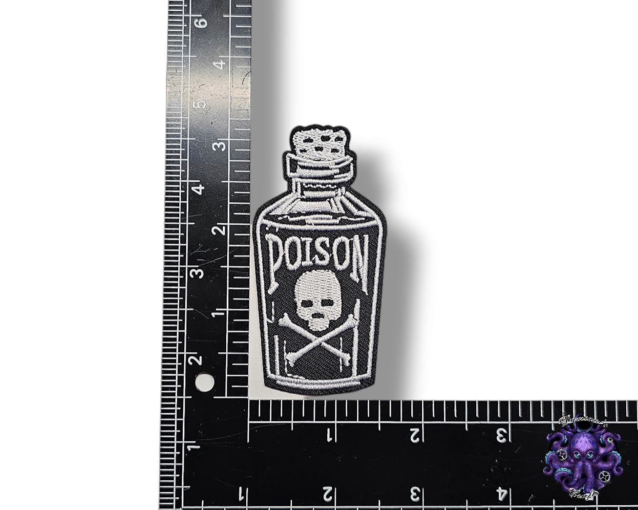 Embroided Patch, Iron on, Glue, Craft supply, Embroidery, Fabric, Potion, Poison, Death, Skull, Frog
